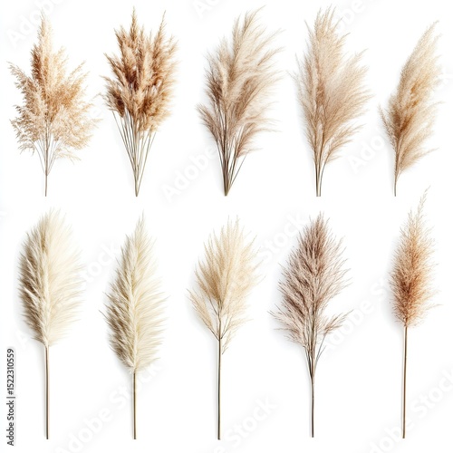 Collection of decorative pampas grass