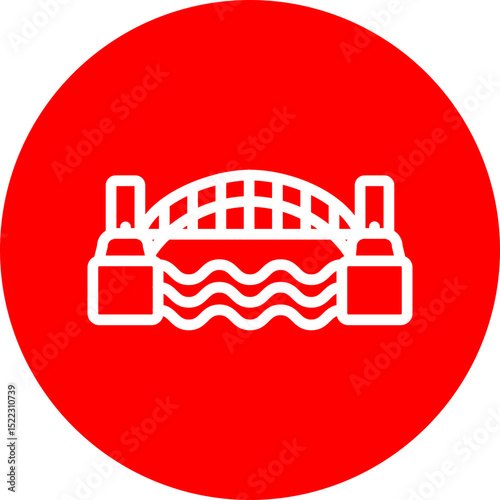 Sydney Harbour Bridge Vector Line White Circle Red