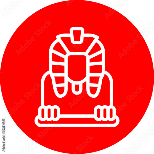 Great Sphinx of Giza Vector Line White Circle Red