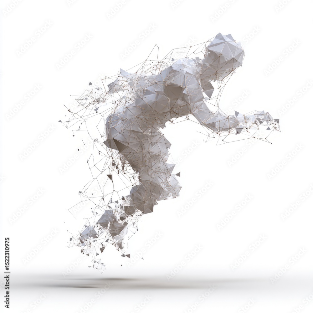 Obraz premium Intriguing silhouette of a futuristic runner, kinetic energy, abstract motion, perfect for Digital Innovation Day or Sci-Fi Fest