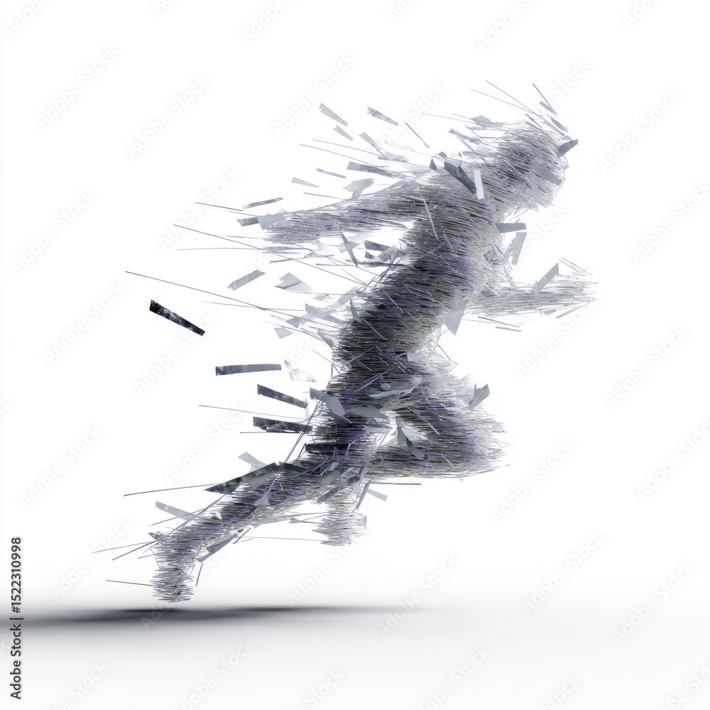 Obraz premium In a whirlwind of ethereal motion, a fragmented silhouette dashes, embodying kinetic energy for Futurism Day celebrations