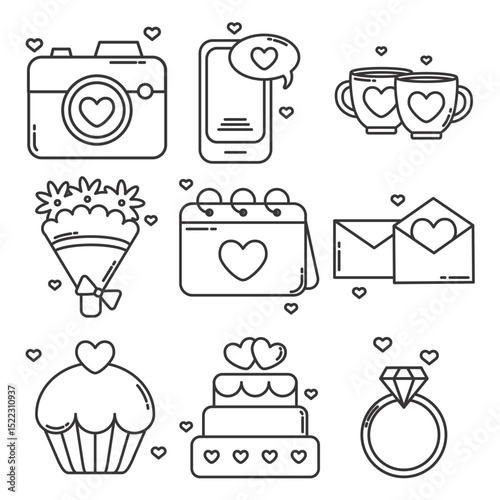 Valentine Romance Celebrate with Heart Line Art