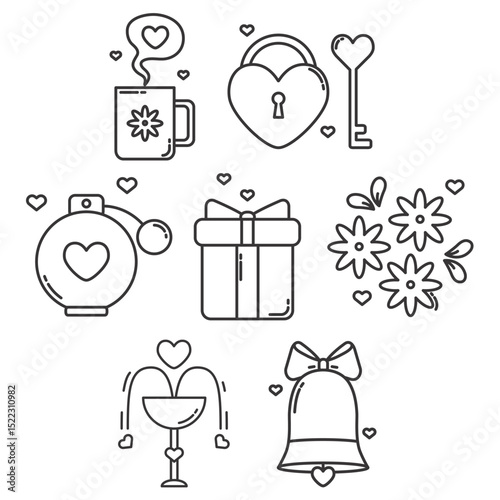 Valentine Romance Celebrate with Heart Line Art