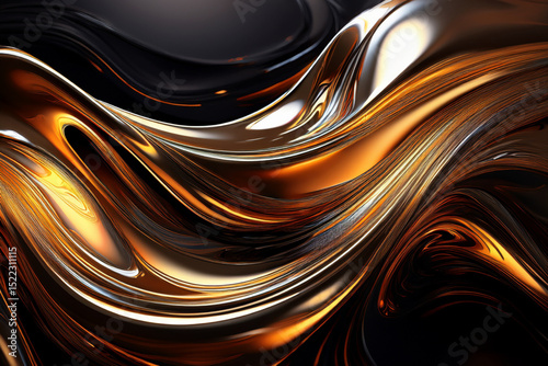Futuristic Fibrous Metal: Abstract Swirl Digital Art