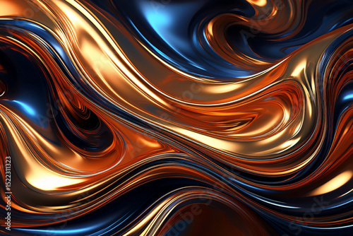 Flowing Chrome and Bronze: Abstract Metallic Texture