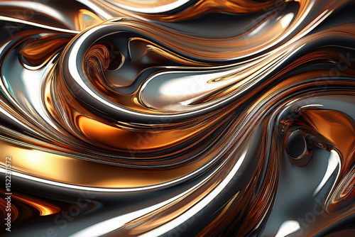 Molten Gold and Royal Blue Fluid Waves: 3D Render Texture