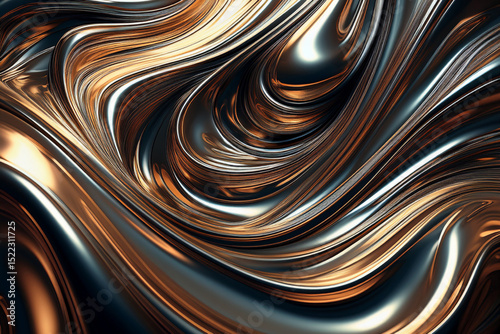 Luxury Liquid Metal: Blue and Gold Abstract Background