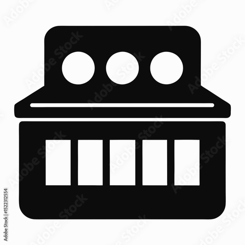 Illustration of a black audio mixing console panel halloween, vector, silhouette,  illustration, horizontal, isolated assets,