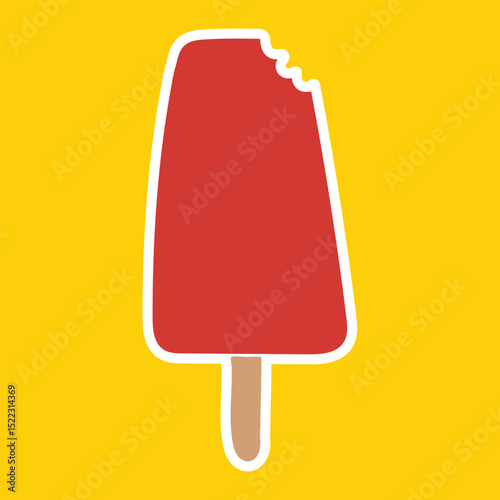 Delicious Red Popsicle with a Bite Taken Out
