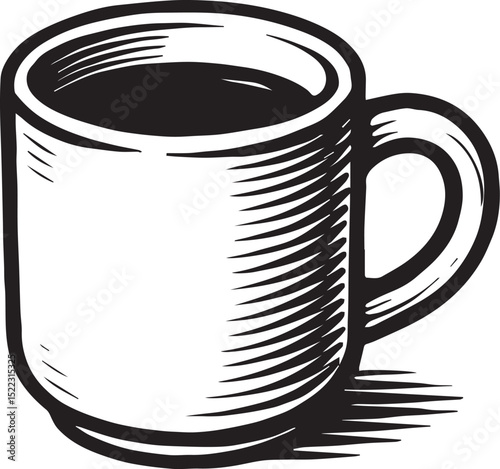 Monochrome style cup illustration