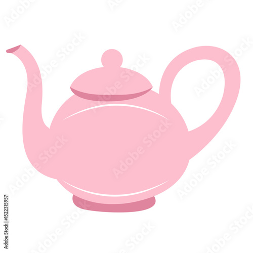 A minimalist pink teapot illustration, representing Islamic tea culture with a clean, simple design ideal for spiritual and festive occasions.