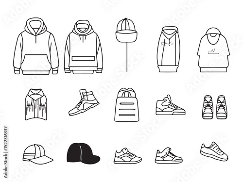 Urban Streetwear Boutique Logo Line Art Illustration