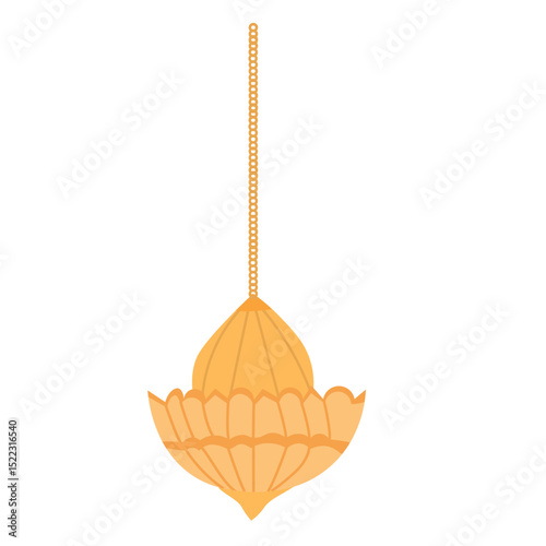 A minimalist yellow lantern illustration, ideal for Ramadan decoration, symbolizing light and festive celebration in a simple and clean design.