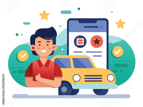 Car rental app illustration for mobile booking and service