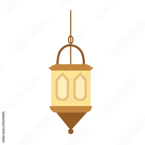  golden Islamic lantern illustration with a minimalist design, ideal for Ramadan, representing light and festive atmosphere during the holy month.