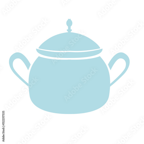 A blue teapot with a minimalist design, perfect for kitchenware and tea-related illustrations. Simple and elegant, ideal for decorative projects.