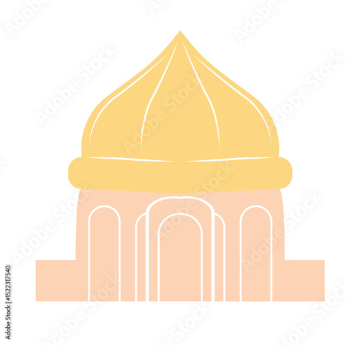 A yellow dome mosque design, symbolizing Islamic architecture. Ideal for religious, cultural, and spiritual-themed projects with minimalistic elegance