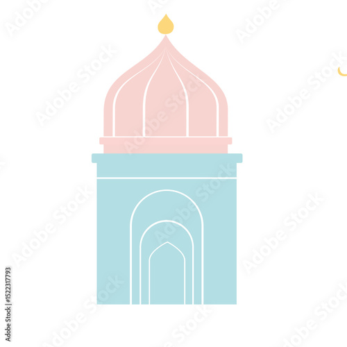 A pastel pink dome with a simple yet spiritual design, ideal for Islamic architecture or religious-themed projects with a minimalistic approach.