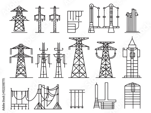 Vector Illustration of Electrical Power Grid and Energy Distribution