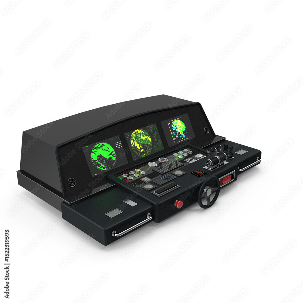 Fototapeta premium Marine Radar Navigation Control Console Isolated on Transparent Background