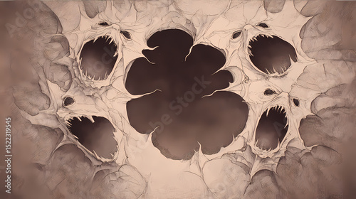 visual essay on subconscious fear | metaphysical sickness | melancholic fear | ghostly sepia | asymmetric void | screaming faces | spidery outlines | monochrome toning | twilight psyche | visionary