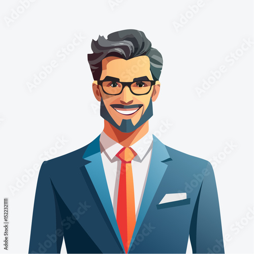 Professional business man in suit, vector style, corporate color palette, clean shapes-generative AI