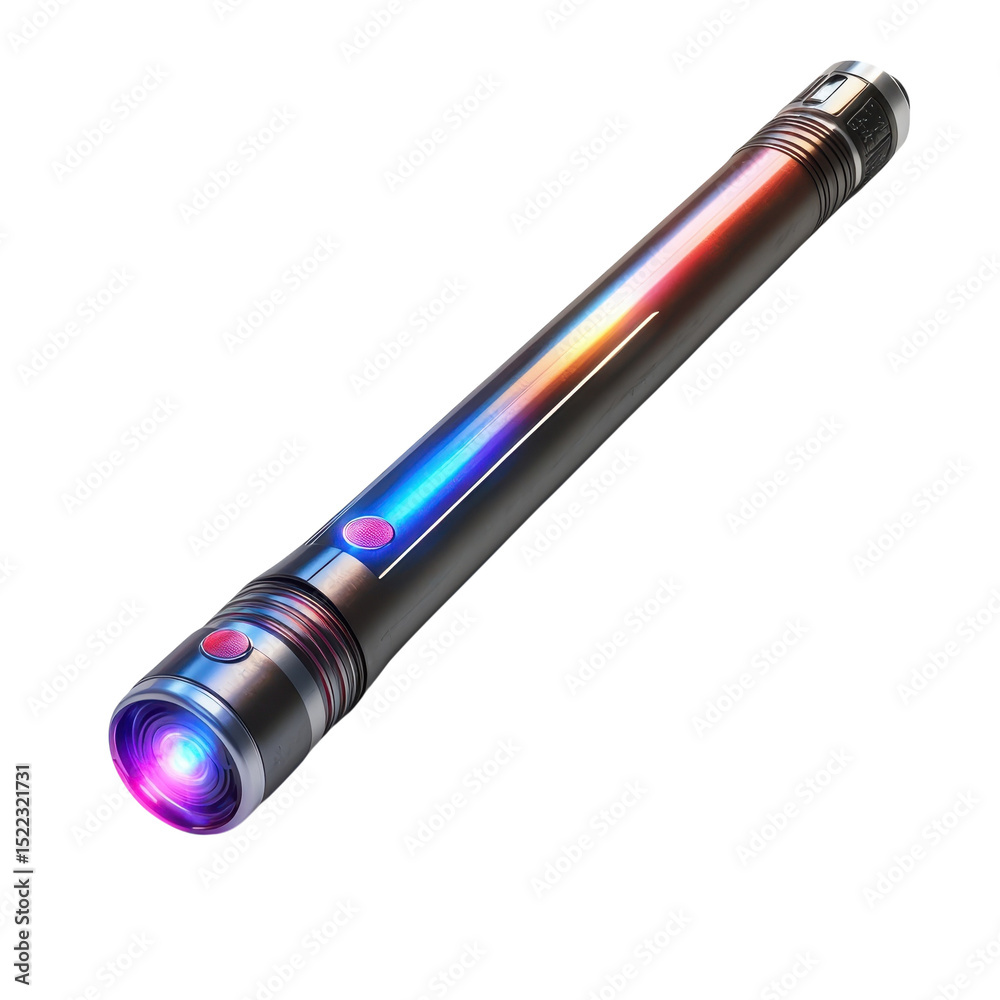 Naklejka premium Futuristic LED Weapon Colorful Glow Powerful Sci Fi Light Saber on Transparent Background 100