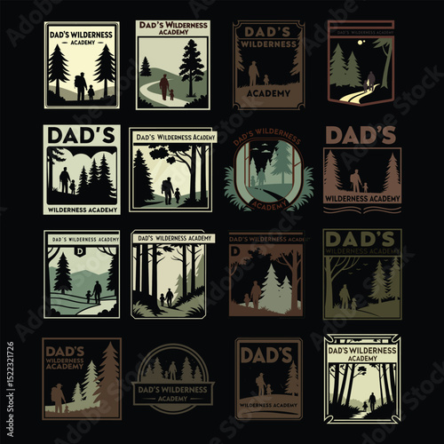 "Dad's Wilderness Academy" Father & Child Outdoor Learning T-Shirt Design Bundle for Father's Day
