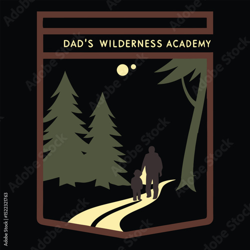 "Dad's Wilderness Academy" Moonlit Path T-Shirt Design