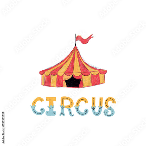 Bright and cheerful circus-themed poster for a children's room. Perfect for nursery decor, playroom wall art, or educational materials for preschoolers.