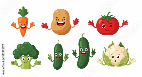 Cartoon Vegetables Collection Fresh and Fun Food Illustration Characters