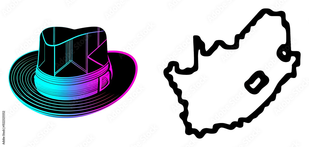 Obraz premium PNG vibrant hat and a silhouette of Africa are presented in a collage.