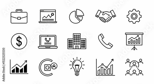 Business Icons Set Line Style Vector Illustration Concept