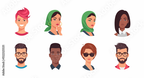Diverse Collection of People Icons Avatars for Social Media Design