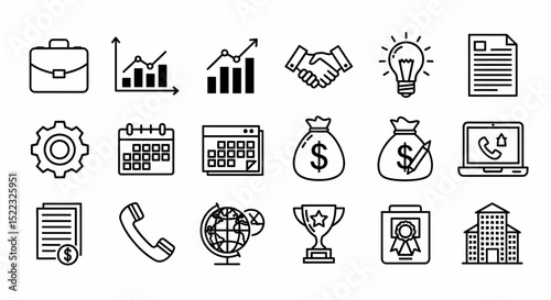 Business and Finance Icons Outline Vector Illustration For Design