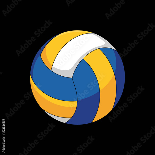 Dynamic 3D Rendering Volleyball Design in Vibrant Blue, White, and Gold