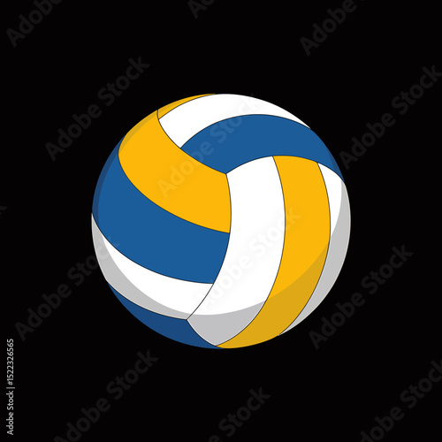 Dynamic 3D Render of a Volleyball Blue, Yellow, and White Design