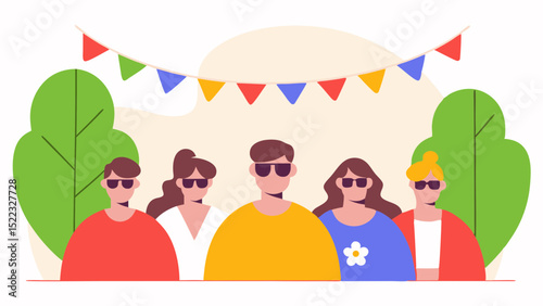 Sunglasses Summer Festival  Minimal Vector Roundish Flat