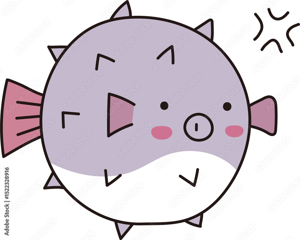 Fototapeta premium Cute Angry Pufferfish Illustration 