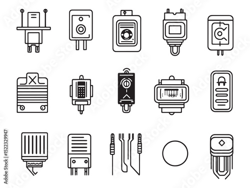 Voltage regulator line art vector illustration for electronics