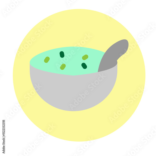 Almond Muesli Bowl Vector Flat Icon Design