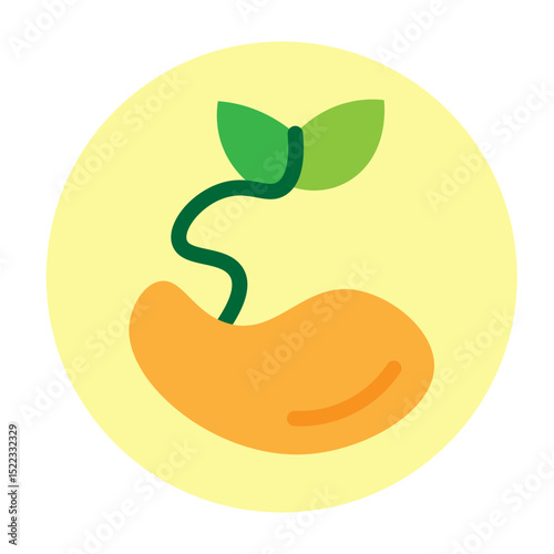 Almond Seedling Vector Flat Icon Design