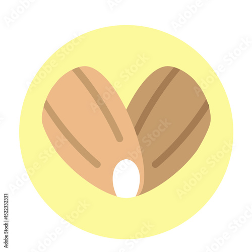 HeartShaped Almond Design Vector Flat Icon Design