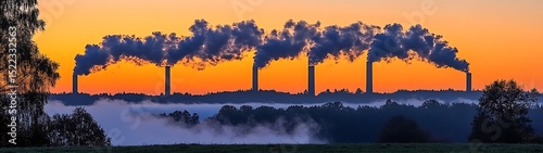 Industrial pollution at sunrise