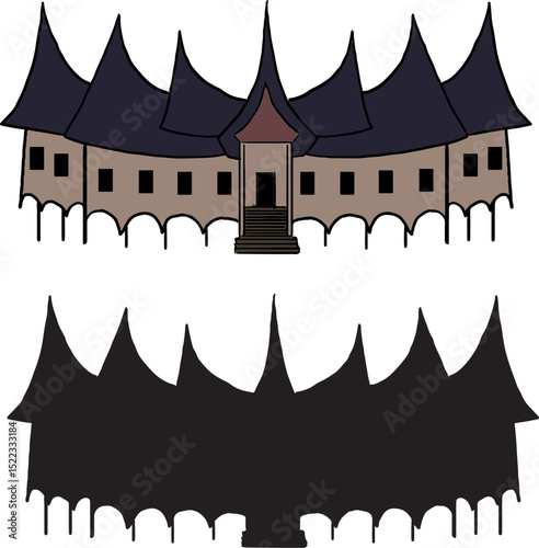 Traditional Architecture Building Called Rumah Gadang with Unique Roof Design and Symmetrical Structure