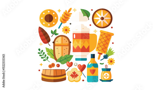 Oktoberfest celebration beer mug and traditional treats