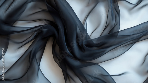 Sheer black fabric texture background design for fashion textile and elegant cloth material pattern art