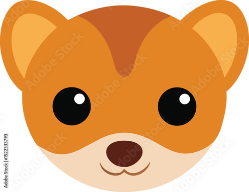 Adorable Cartoon Weasel Head Cute Orange Furry Creature Illustration