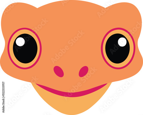 Adorable Orange Gecko Face Cartoon Illustration of a Happy Reptile