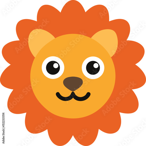 Adorable Cartoon Lion Face  A Cute Illustration of a Friendly Lion